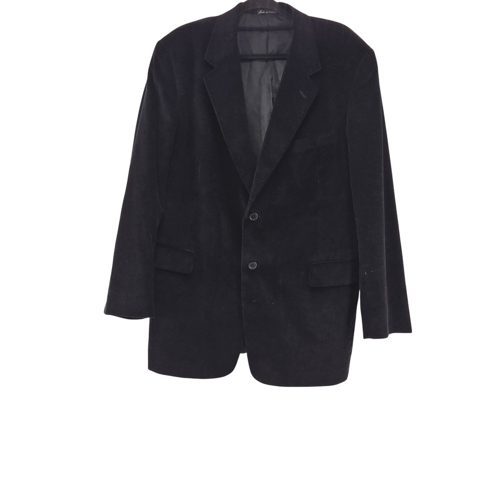 Adolofo Black‎ Corduroy Blazer Jacket Sport Coat Elbow Patches Classic Fit 44R